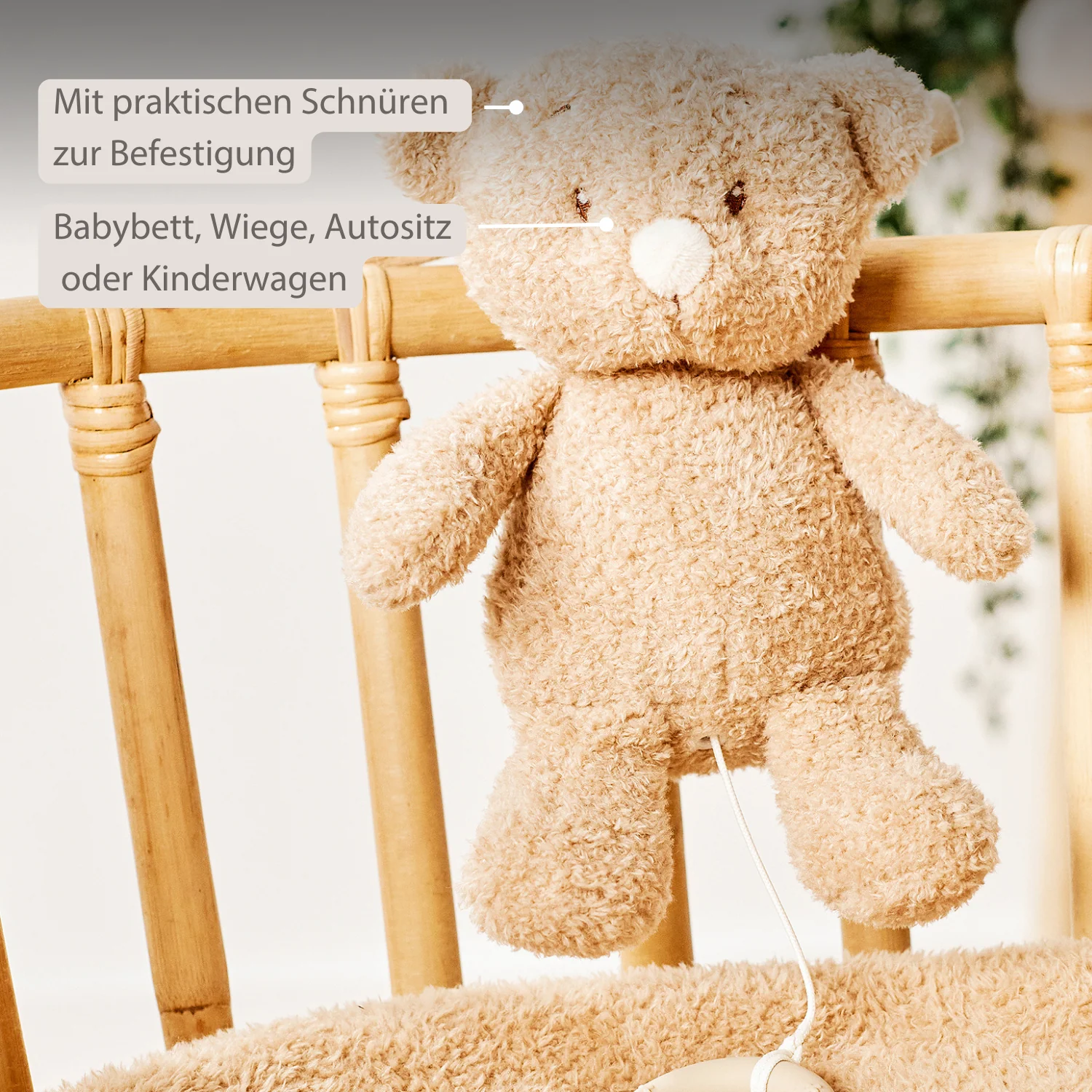 TEDDY Music Plush Bear – 25 cm – Soft Plush Toy with Music – Beige - Image 5