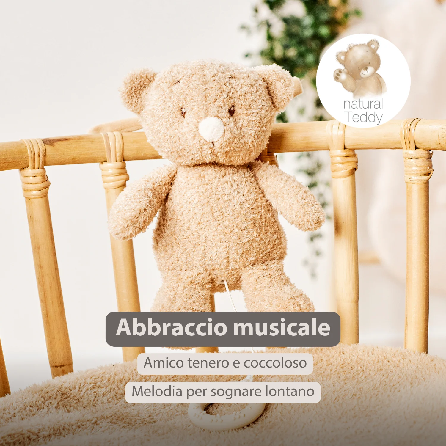 TEDDY Music Plush Bear – 25 cm – Soft Plush Toy with Music – Beige - Image 9