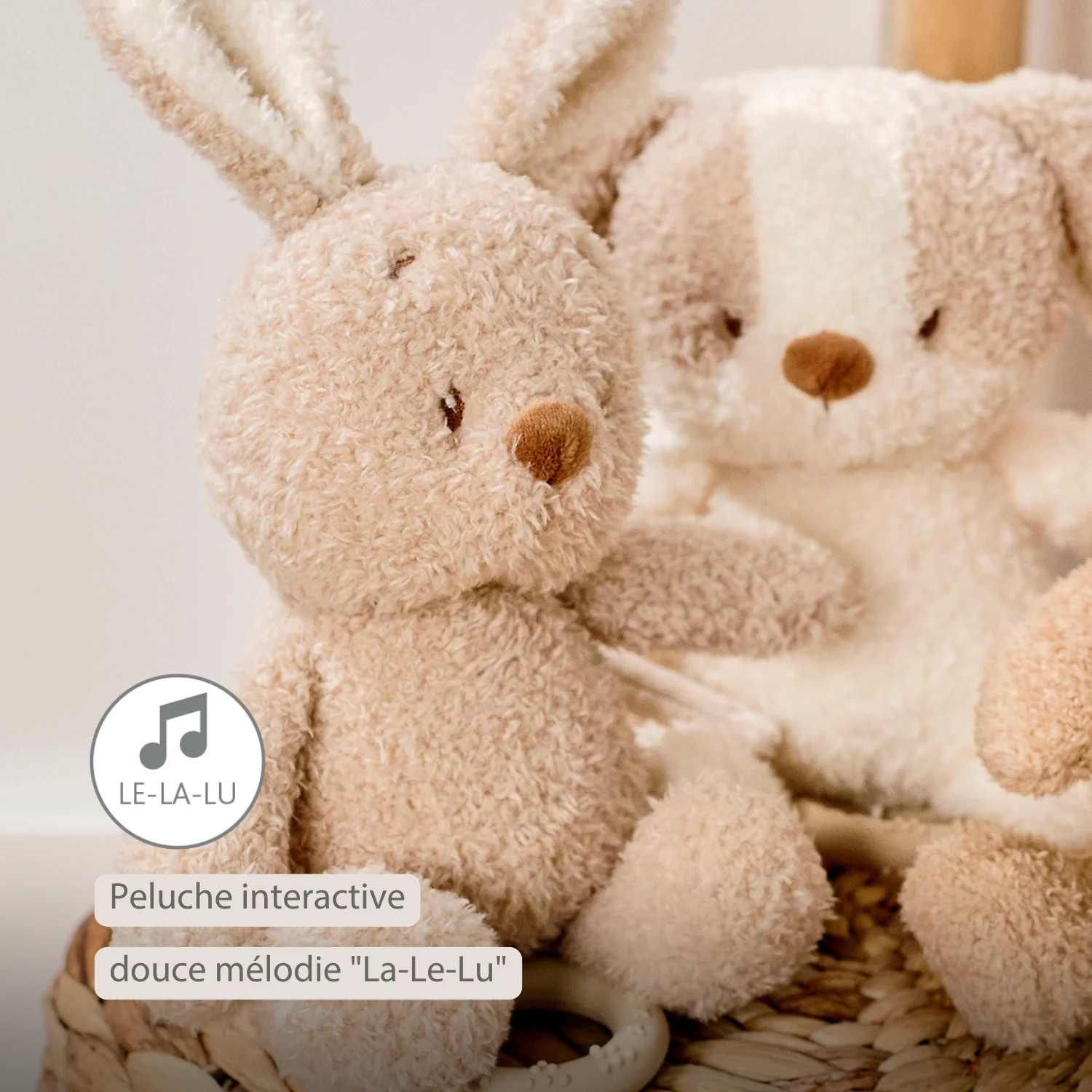 TEDDY Music Plush Bunny – 25 cm – Soft Plush Toy with Music – Beige - Image 18