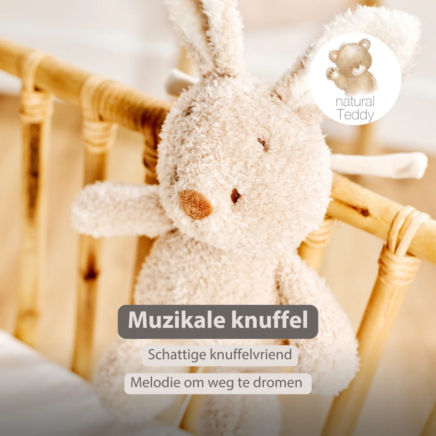 TEDDY Music Plush Bunny – 25 cm – Soft Plush Toy with Music – Beige - Image 23