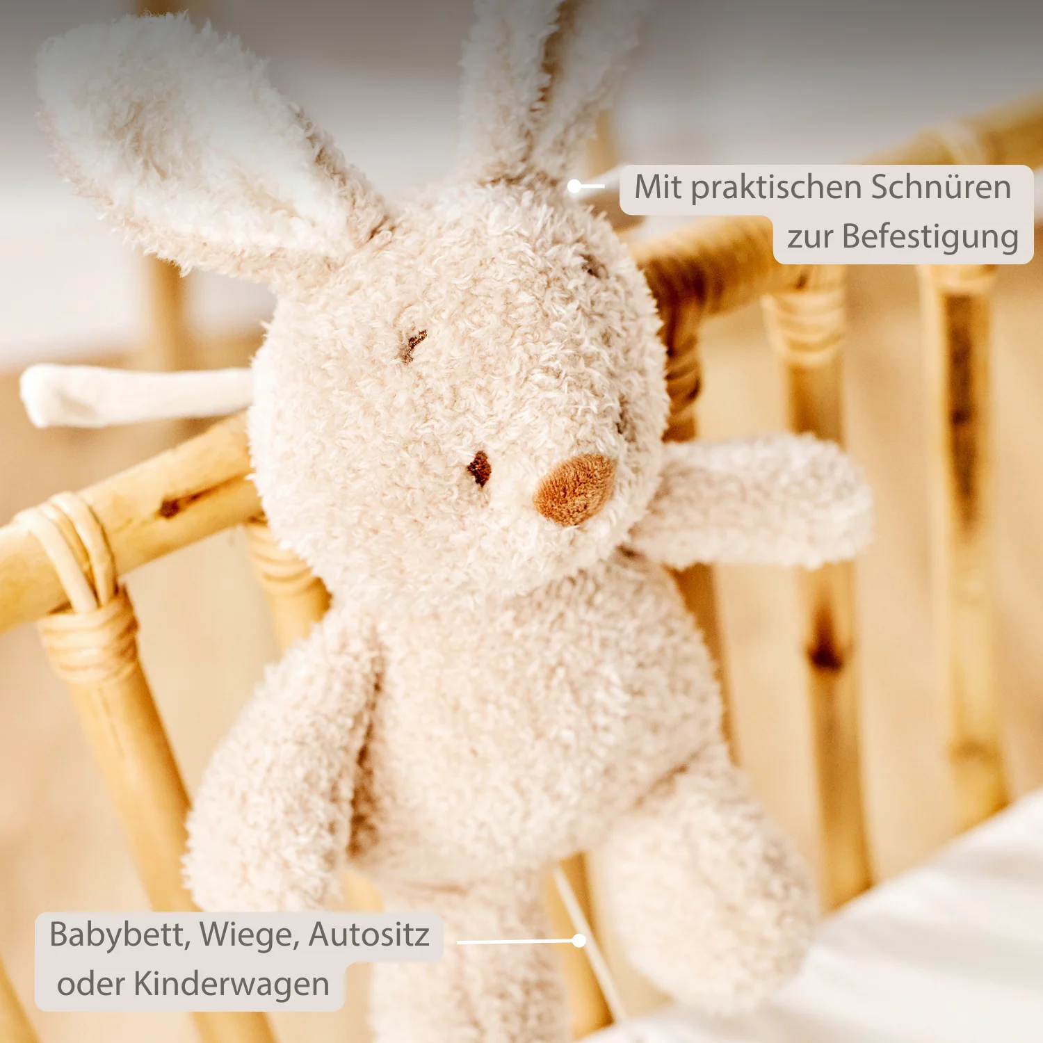 TEDDY Music Plush Bunny – 25 cm – Soft Plush Toy with Music – Beige - Image 5