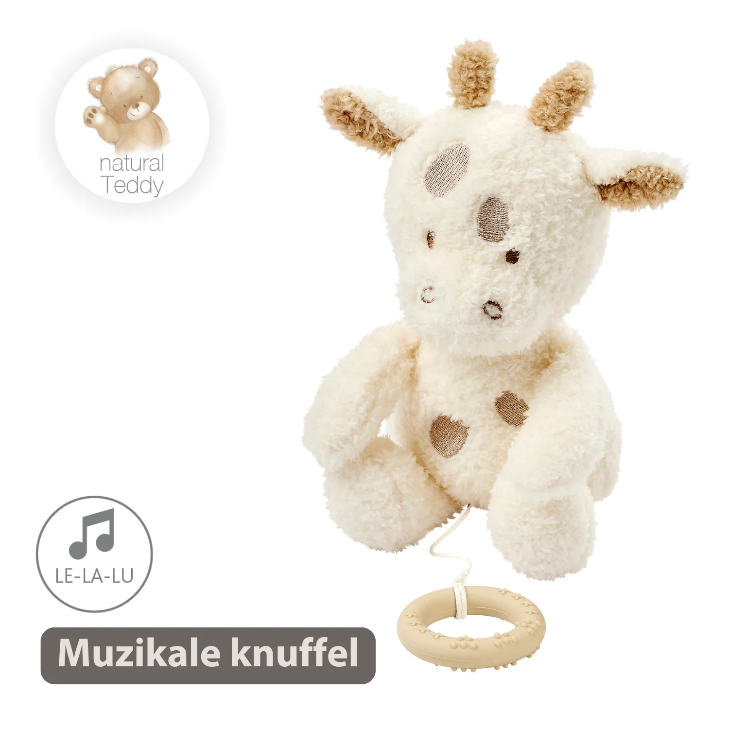 TEDDY Music Plush Giraffe – 32 cm – Soft Plush Toy with Music – Off-White - Image 11