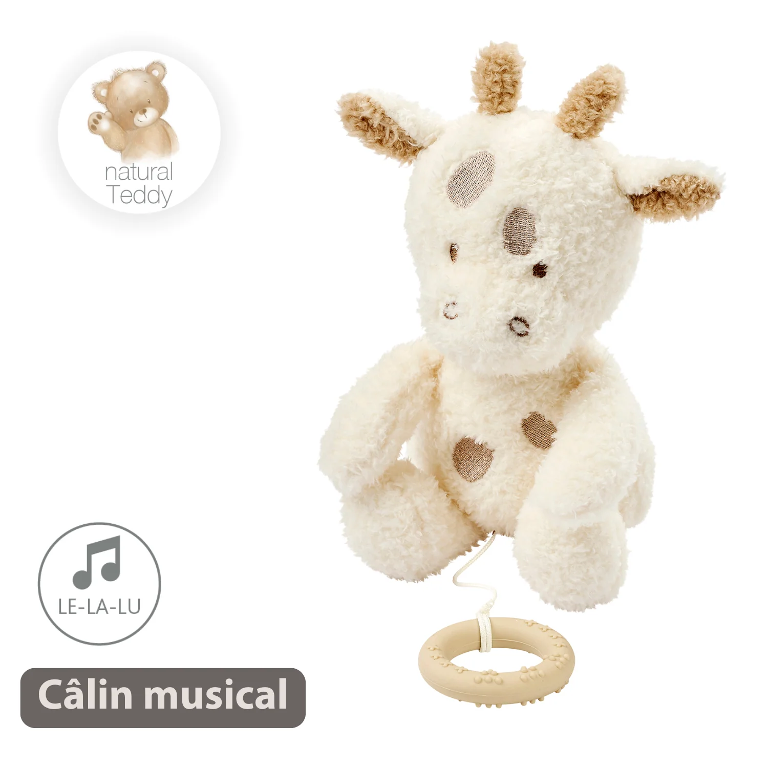 TEDDY Music Plush Giraffe – 32 cm – Soft Plush Toy with Music – Off-White - Image 8