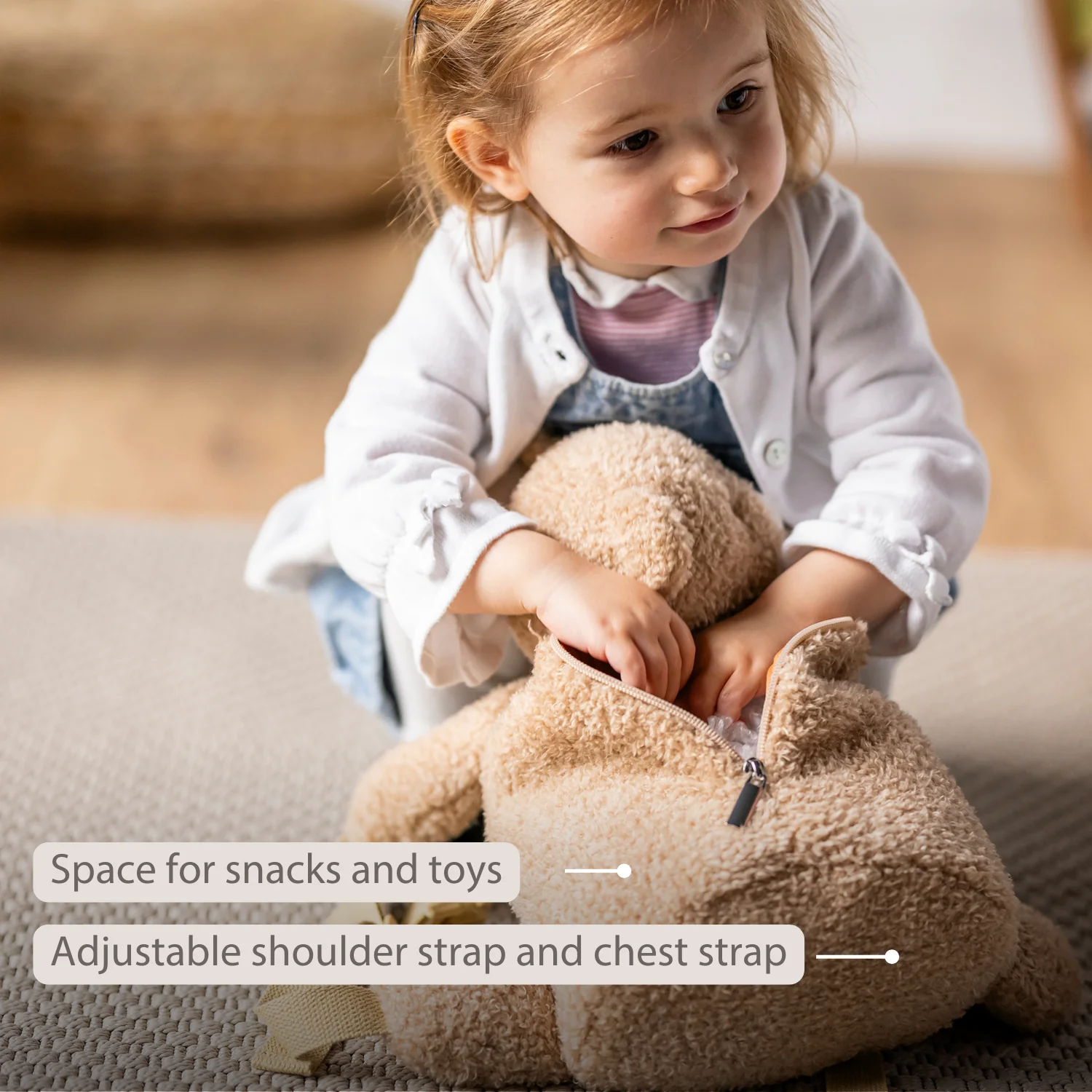 TEDDY Plush Backpack – 30 cm – Toddler School Bag – Soft Bear Backpack – Beige - Image 31