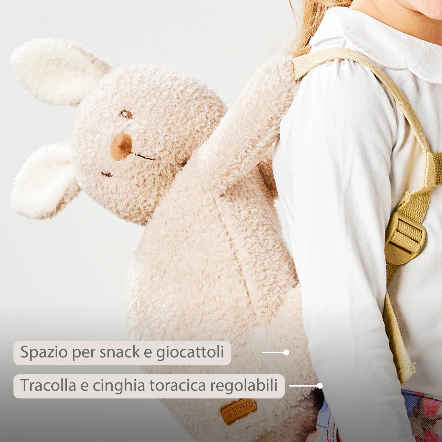 TEDDY Plush Backpack – 30 cm – Toddler School Bag – Soft Bunny Backpack – Ecru - Image 10