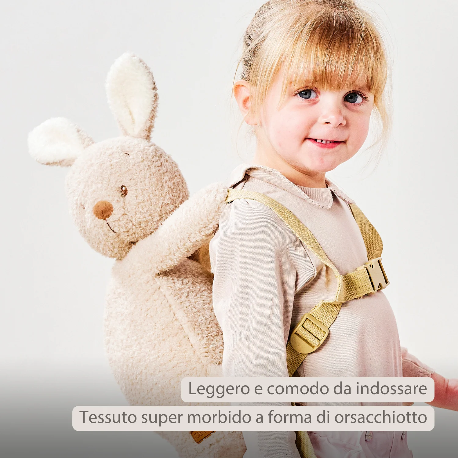 TEDDY Plush Backpack – 30 cm – Toddler School Bag – Soft Bunny Backpack – Ecru - Image 11