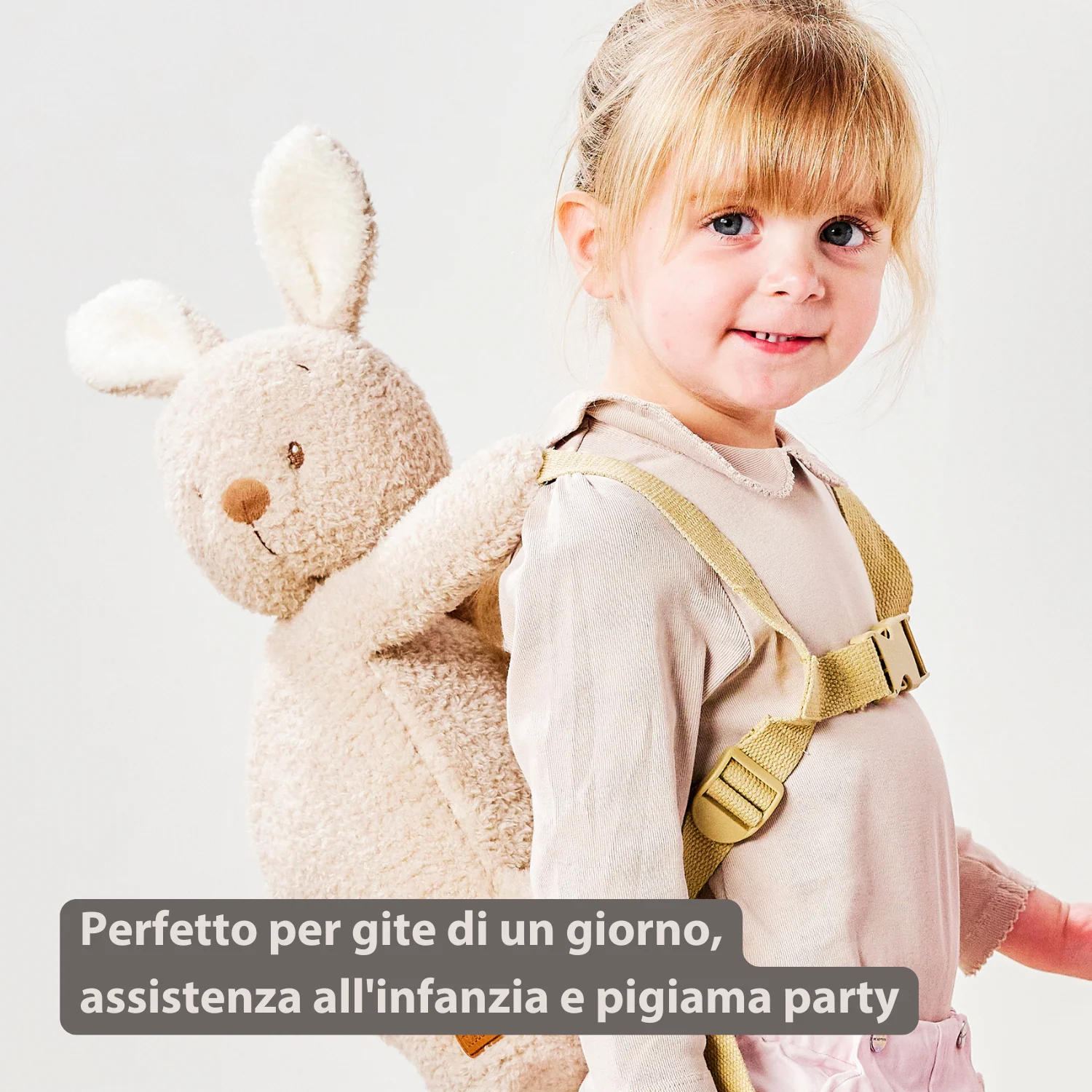 TEDDY Plush Backpack – 30 cm – Toddler School Bag – Soft Bunny Backpack – Ecru - Image 14