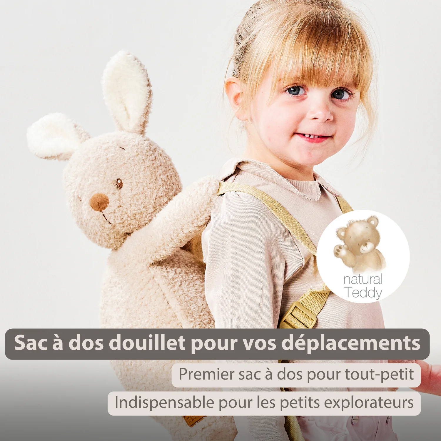 TEDDY Plush Backpack – 30 cm – Toddler School Bag – Soft Bunny Backpack – Ecru - Image 16