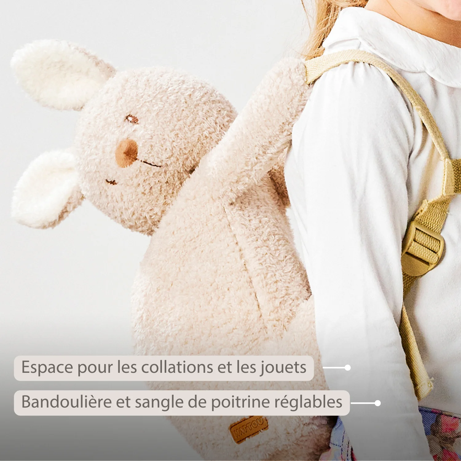 TEDDY Plush Backpack – 30 cm – Toddler School Bag – Soft Bunny Backpack – Ecru - Image 17