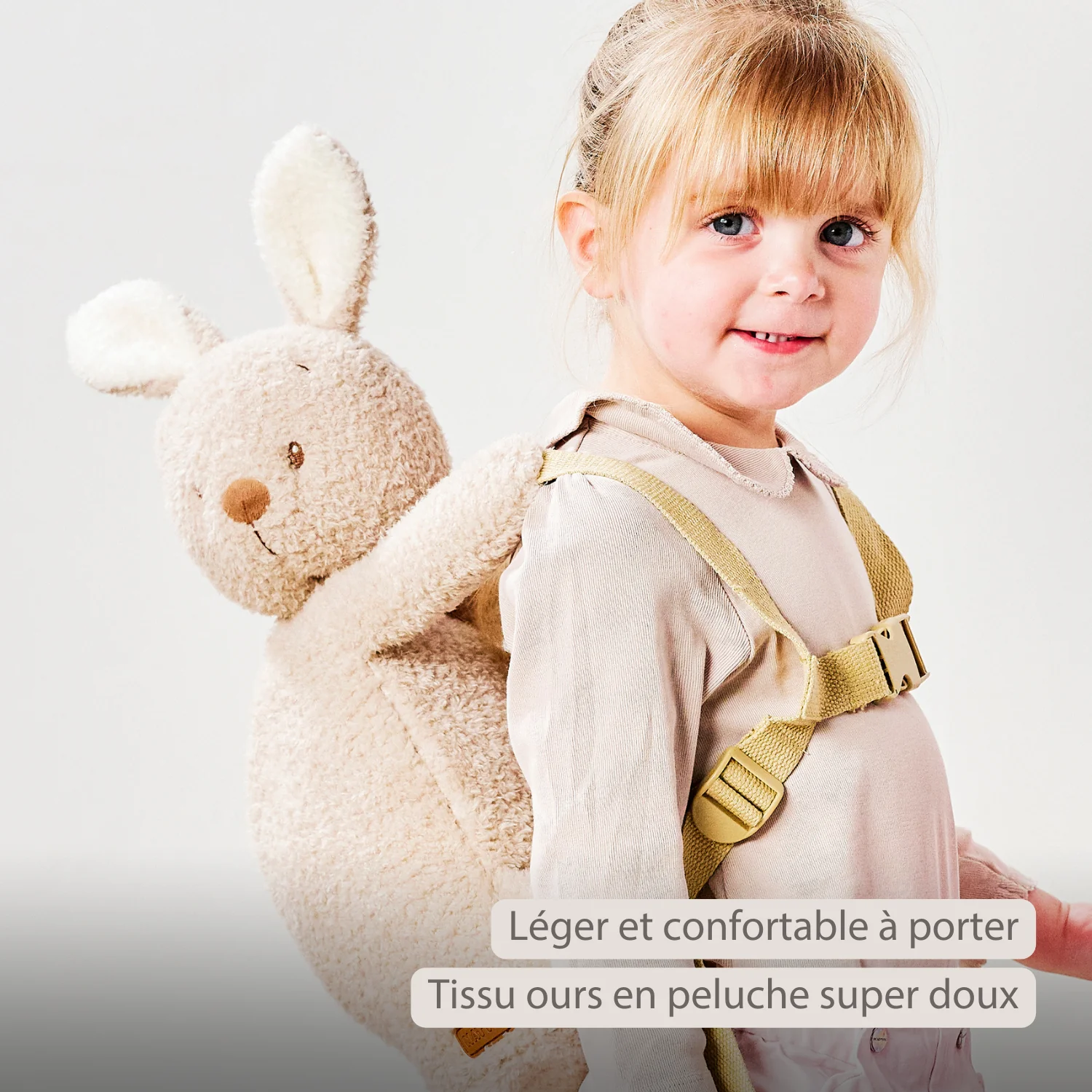 TEDDY Plush Backpack – 30 cm – Toddler School Bag – Soft Bunny Backpack – Ecru - Image 18