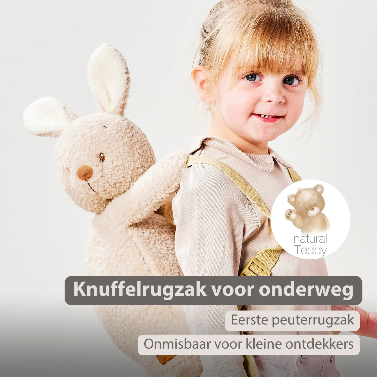 TEDDY Plush Backpack – 30 cm – Toddler School Bag – Soft Bunny Backpack – Ecru - Image 23