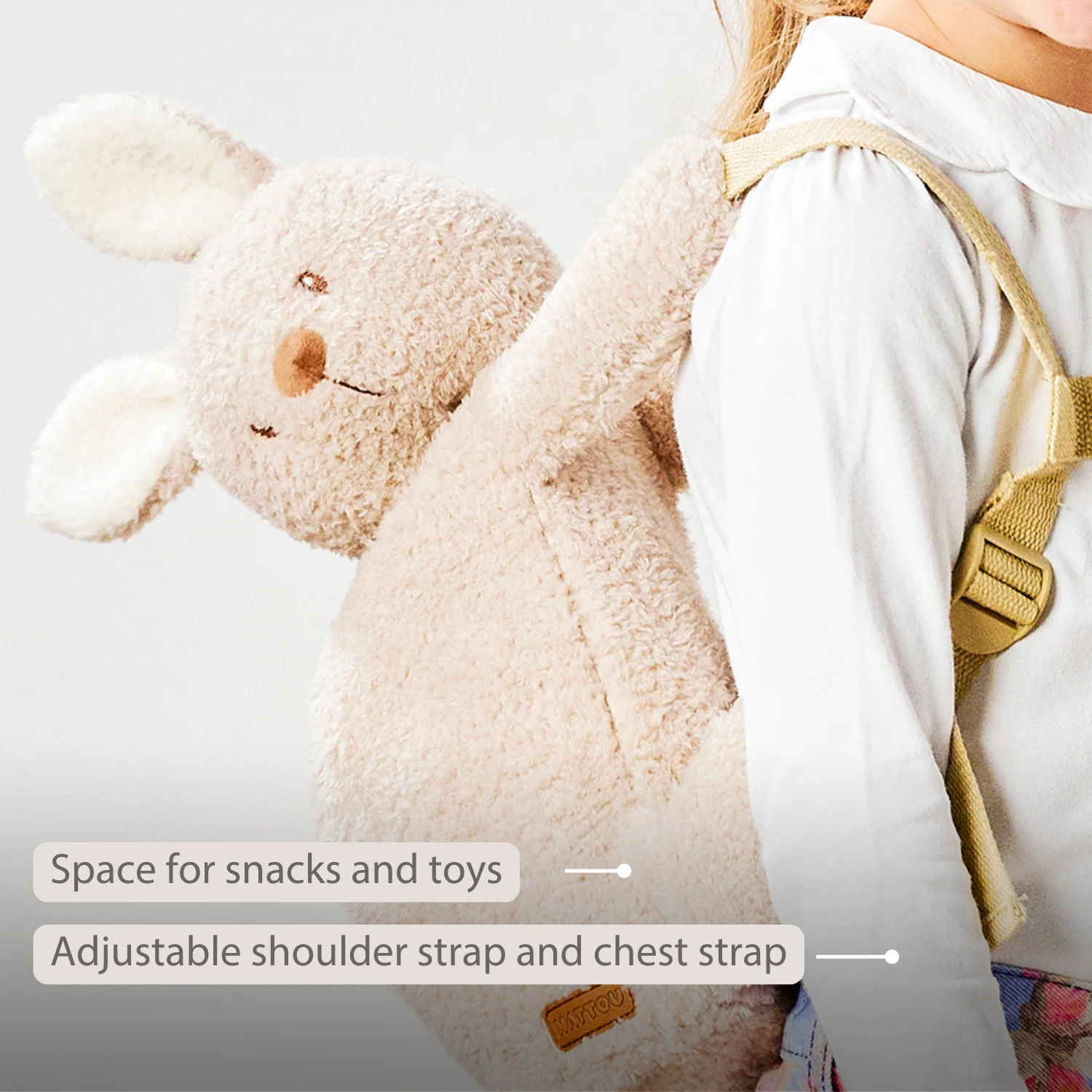 TEDDY Plush Backpack – 30 cm – Toddler School Bag – Soft Bunny Backpack – Ecru - Image 31