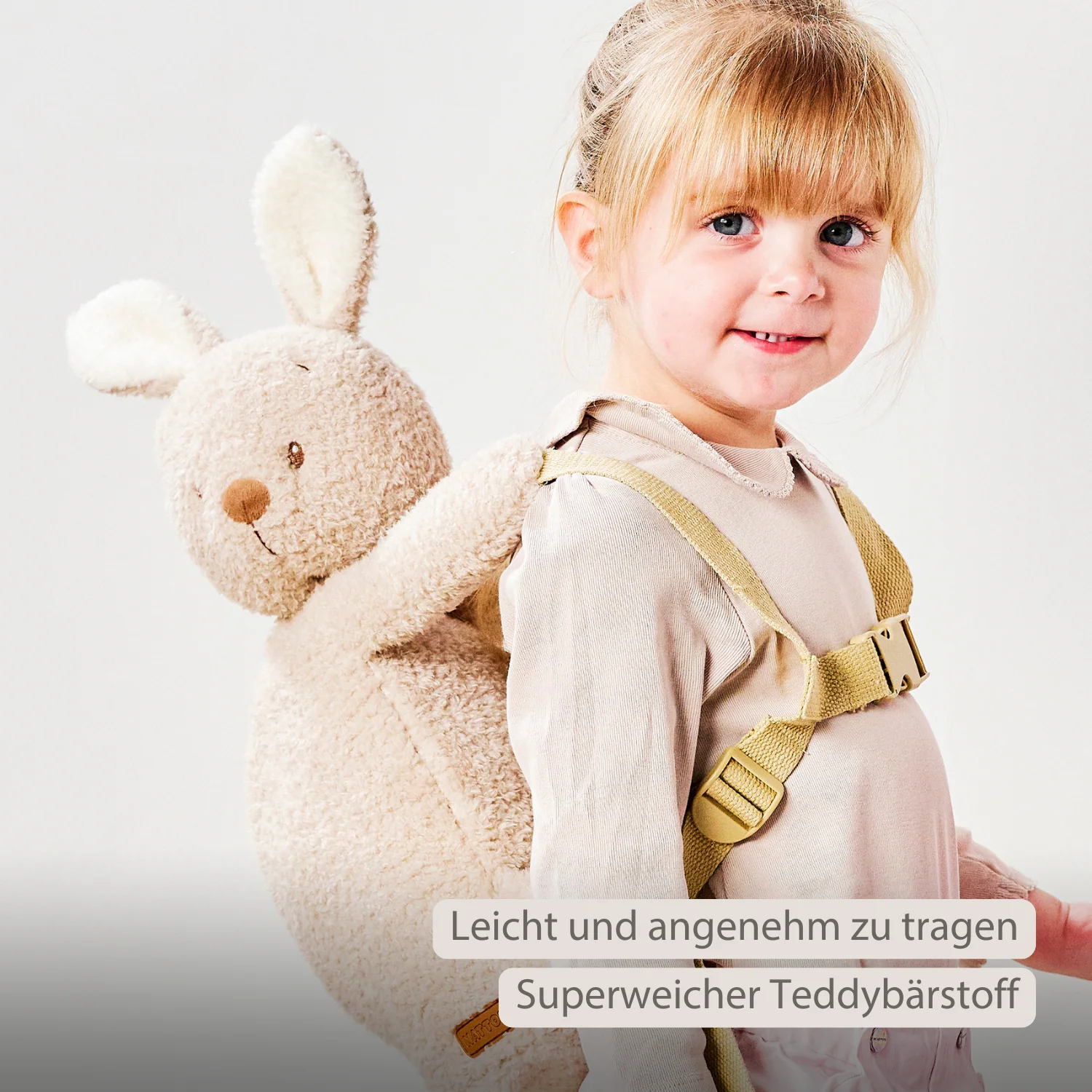 TEDDY Plush Backpack – 30 cm – Toddler School Bag – Soft Bunny Backpack – Ecru - Image 4