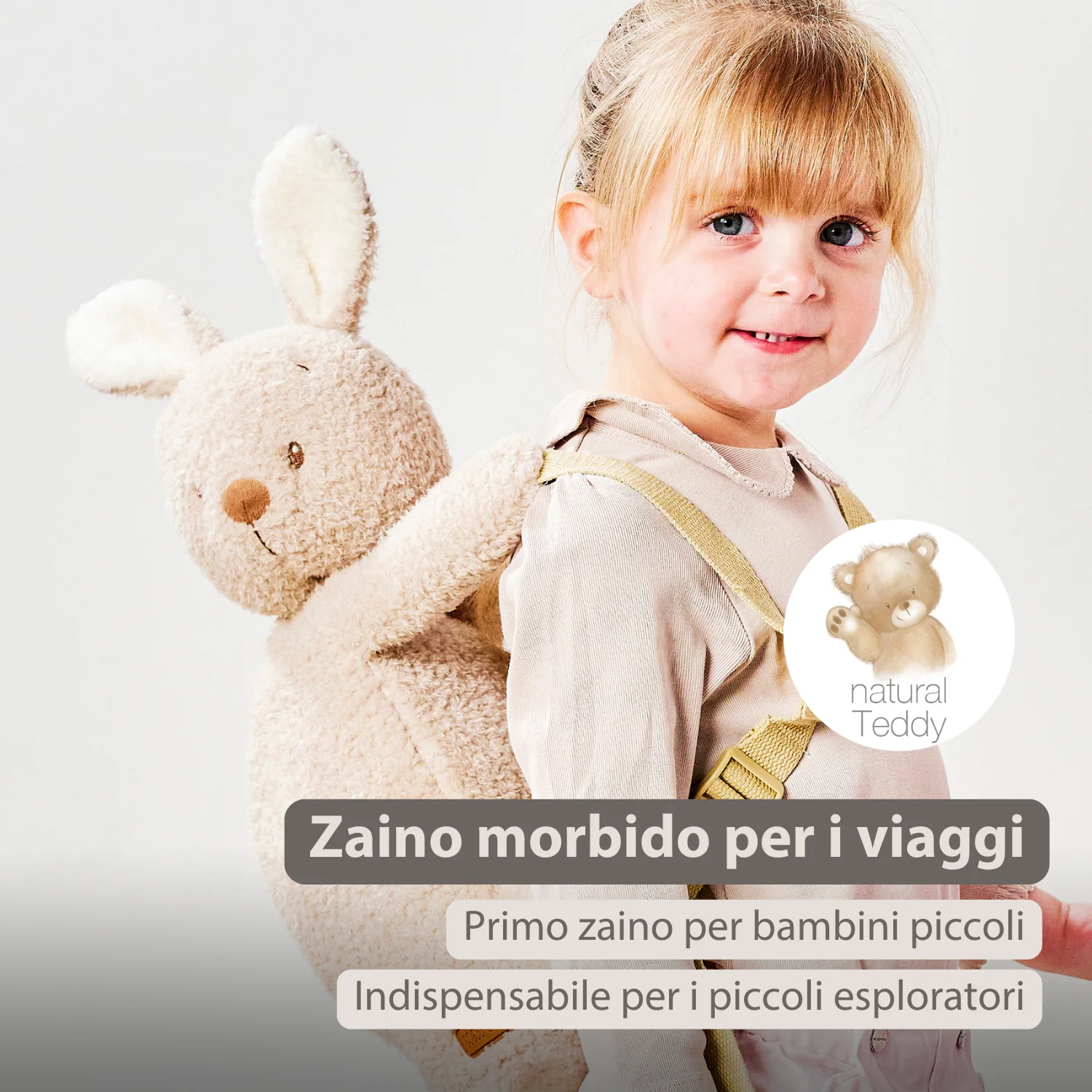 TEDDY Plush Backpack – 30 cm – Toddler School Bag – Soft Bunny Backpack – Ecru - Image 9
