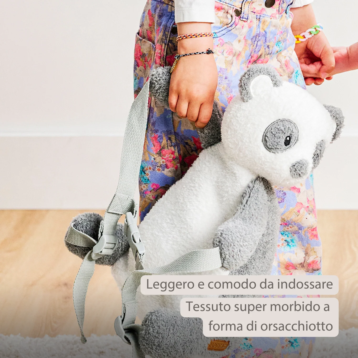TEDDY Plush Backpack – 30 cm – Toddler School Bag – Soft Panda Backpack – Grey & White - Image 11
