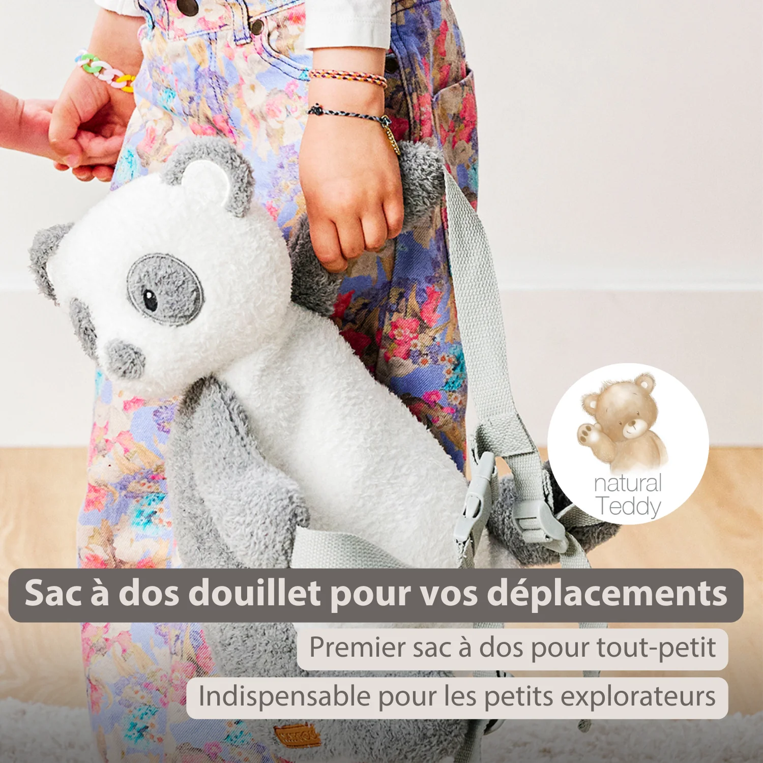TEDDY Plush Backpack – 30 cm – Toddler School Bag – Soft Panda Backpack – Grey & White - Image 16