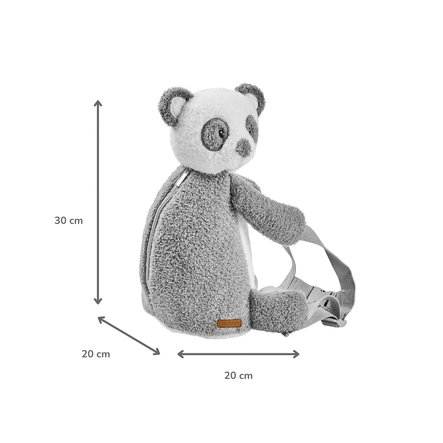 TEDDY Plush Backpack – 30 cm – Toddler School Bag – Soft Panda Backpack – Grey & White - Image 27