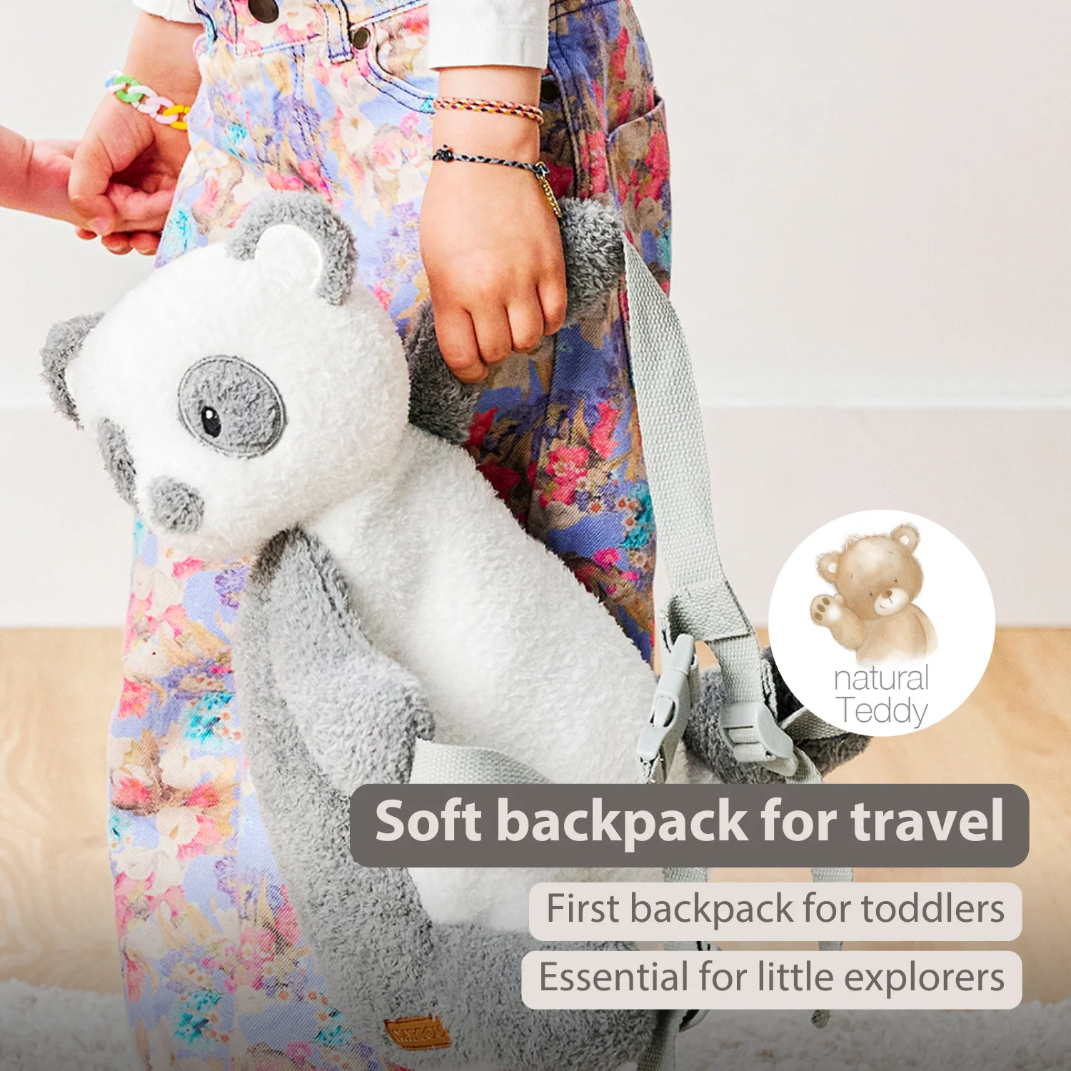 TEDDY Plush Backpack – 30 cm – Toddler School Bag – Soft Panda Backpack – Grey & White - Image 30