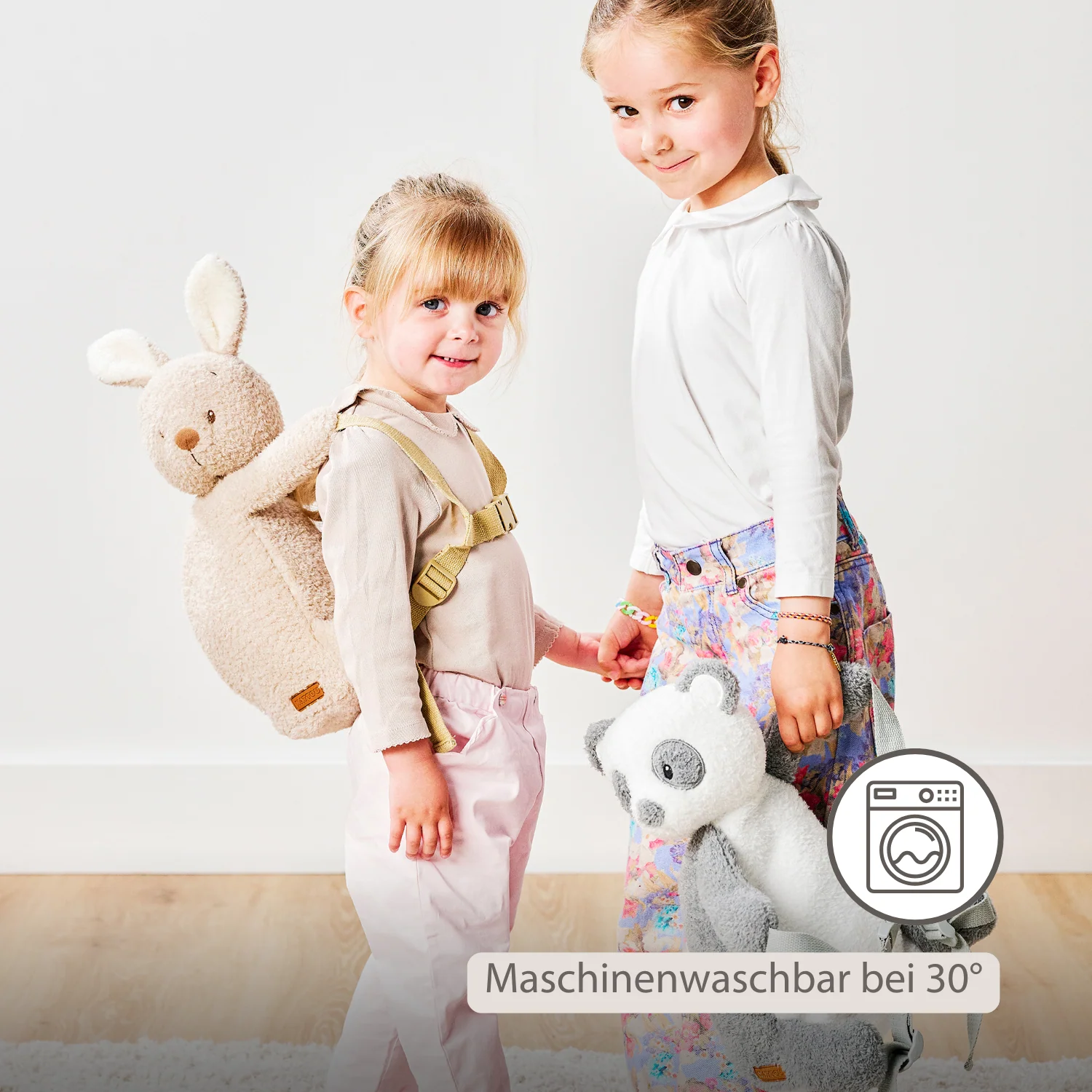 TEDDY Plush Backpack – 30 cm – Toddler School Bag – Soft Panda Backpack – Grey & White - Image 5