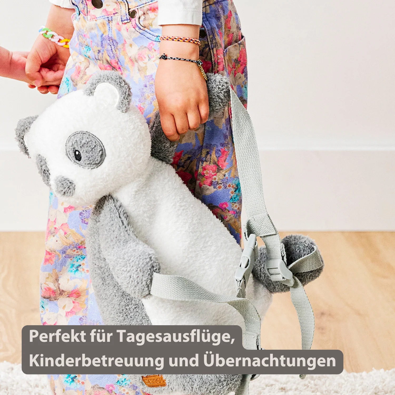 TEDDY Plush Backpack – 30 cm – Toddler School Bag – Soft Panda Backpack – Grey & White - Image 7