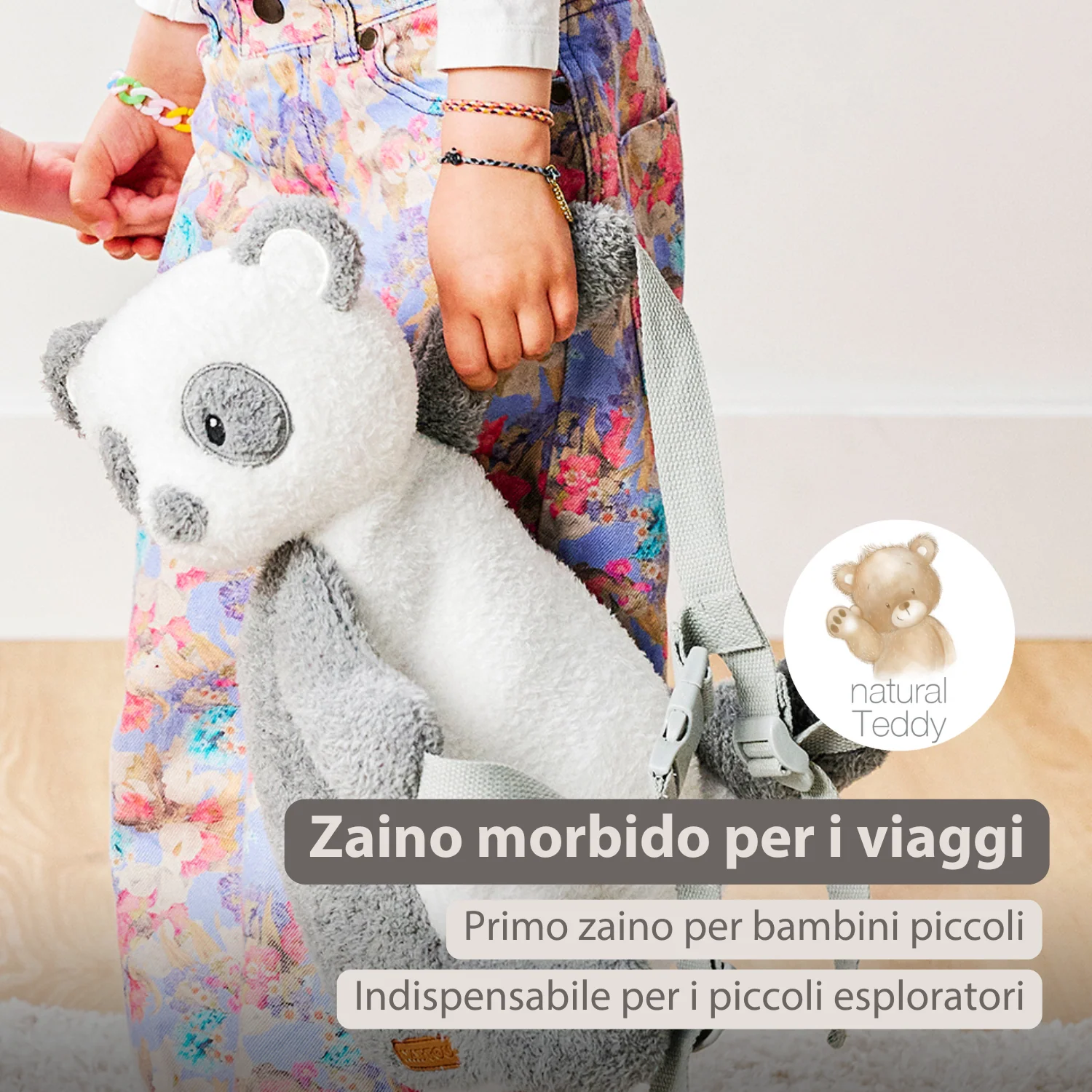 TEDDY Plush Backpack – 30 cm – Toddler School Bag – Soft Panda Backpack – Grey & White - Image 9
