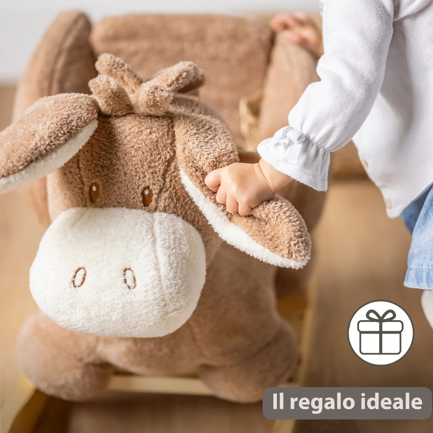 TEDDY Rocking Donkey – Rocking Animal in Teddy Fabric – Beige - Image 14