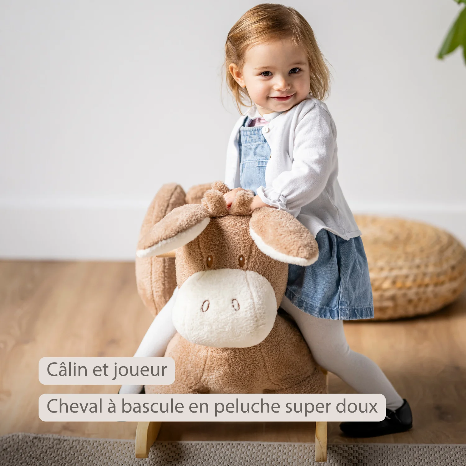 TEDDY Rocking Donkey – Rocking Animal in Teddy Fabric – Beige - Image 17