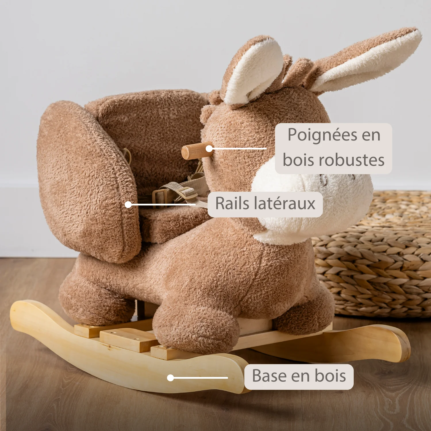 TEDDY Rocking Donkey – Rocking Animal in Teddy Fabric – Beige - Image 18