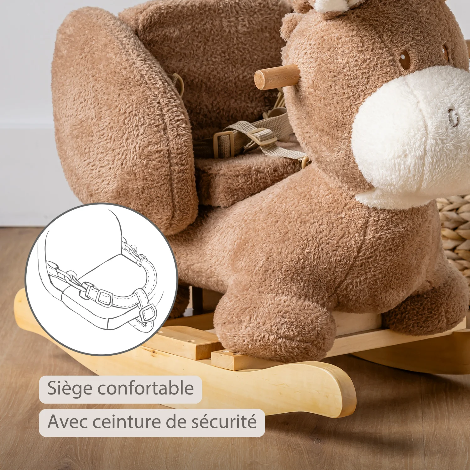 TEDDY Rocking Donkey – Rocking Animal in Teddy Fabric – Beige - Image 19
