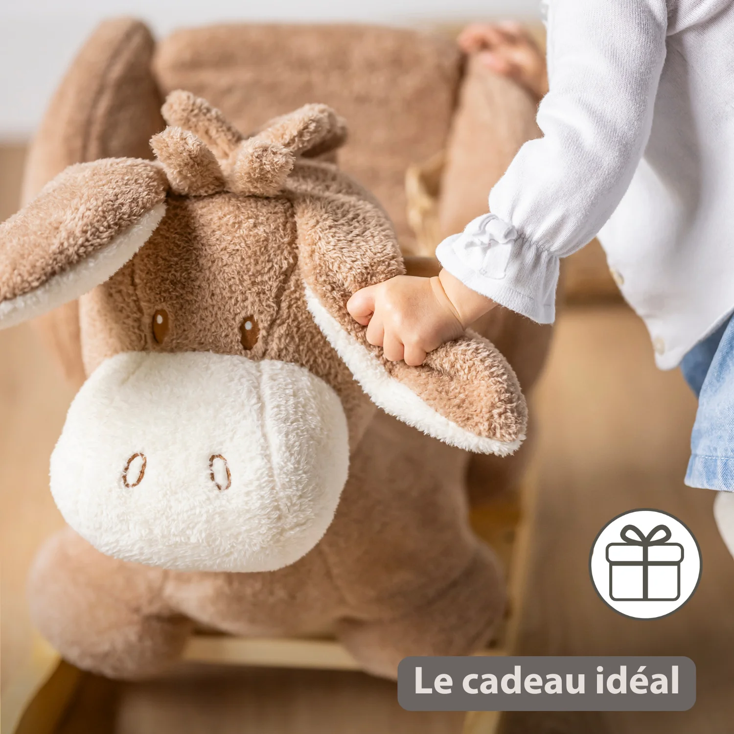 TEDDY Rocking Donkey – Rocking Animal in Teddy Fabric – Beige - Image 21