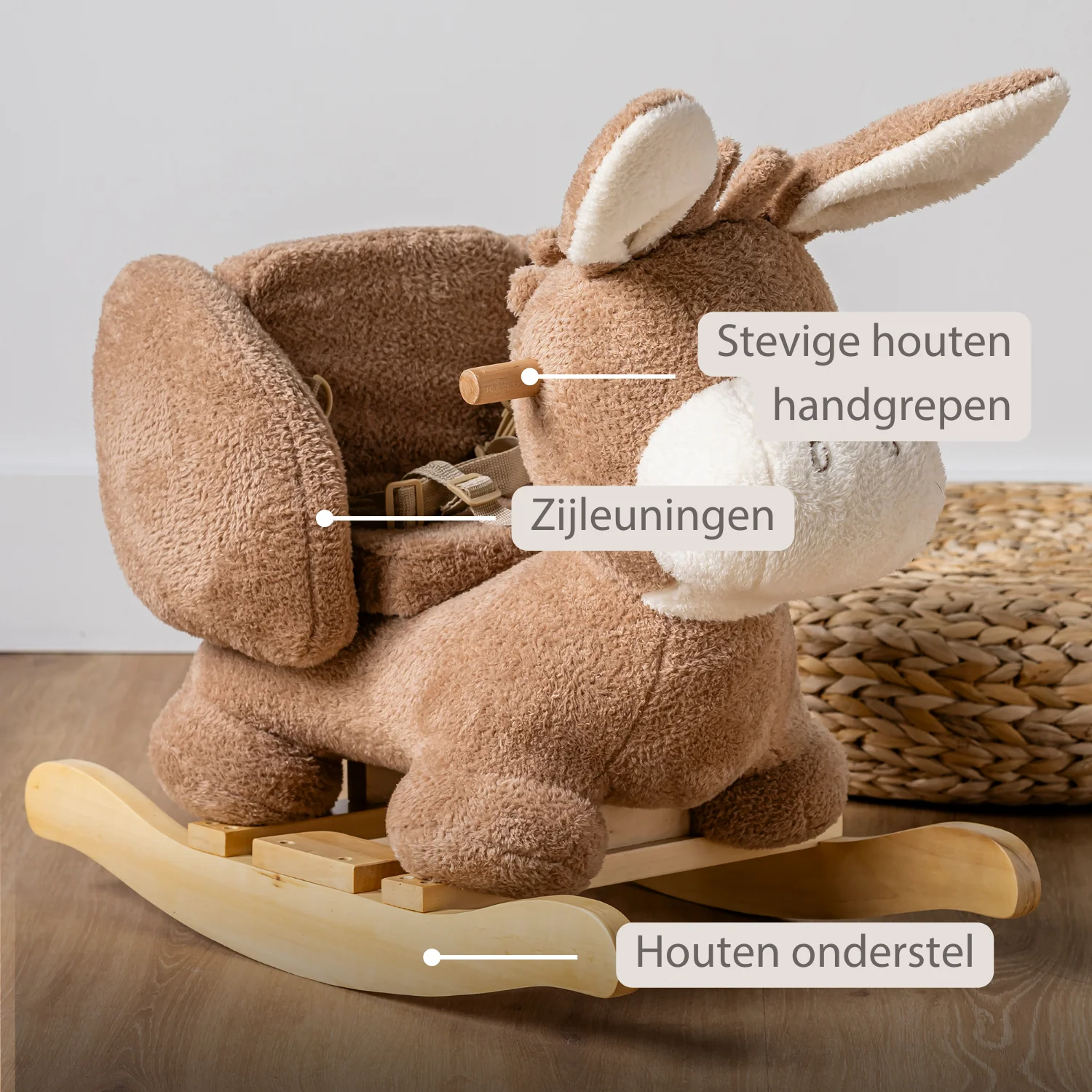 TEDDY Rocking Donkey – Rocking Animal in Teddy Fabric – Beige - Image 25