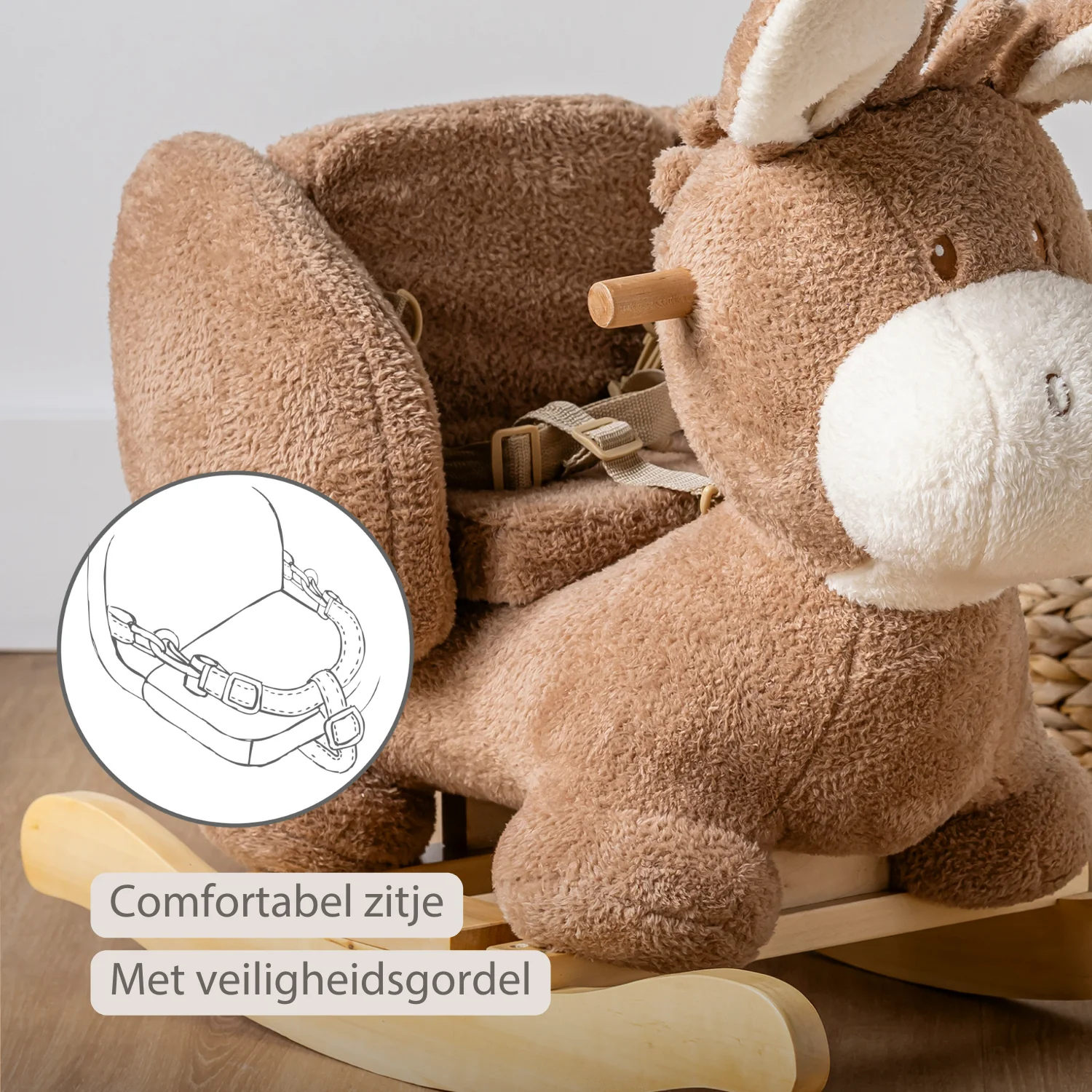 TEDDY Rocking Donkey – Rocking Animal in Teddy Fabric – Beige - Image 26