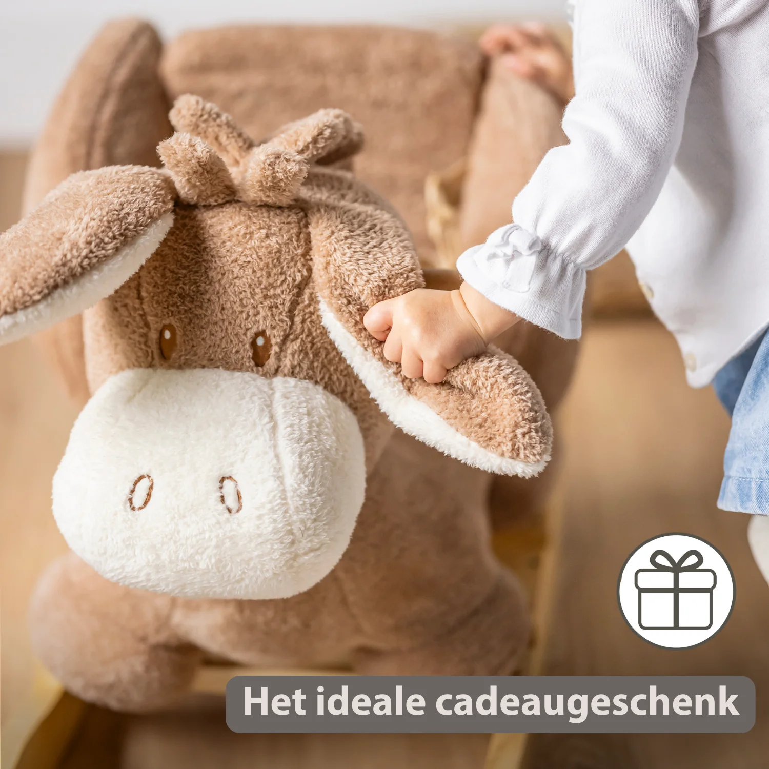 TEDDY Rocking Donkey – Rocking Animal in Teddy Fabric – Beige - Image 28