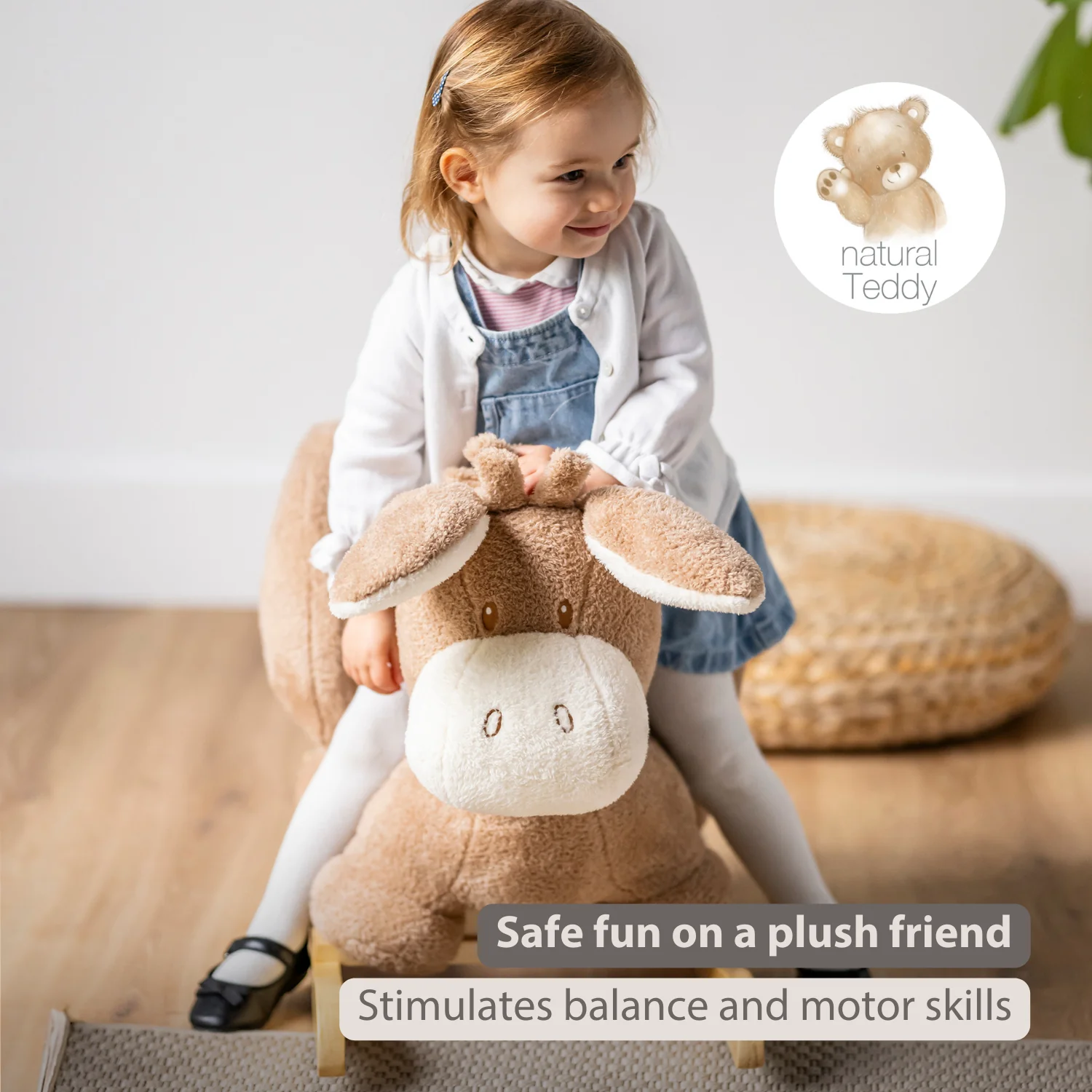 TEDDY Rocking Donkey – Rocking Animal in Teddy Fabric – Beige - Image 30