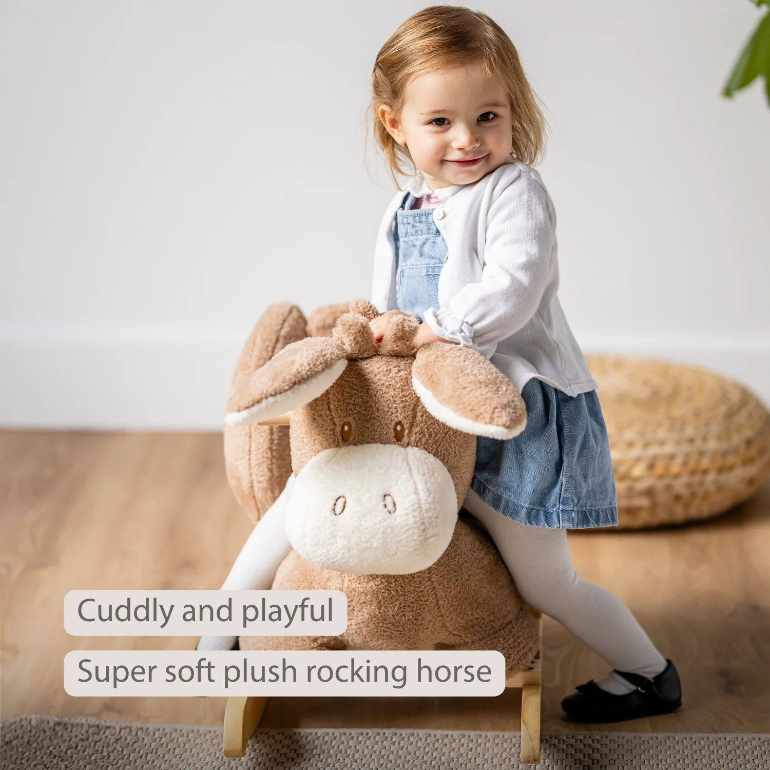 TEDDY Rocking Donkey – Rocking Animal in Teddy Fabric – Beige - Image 31