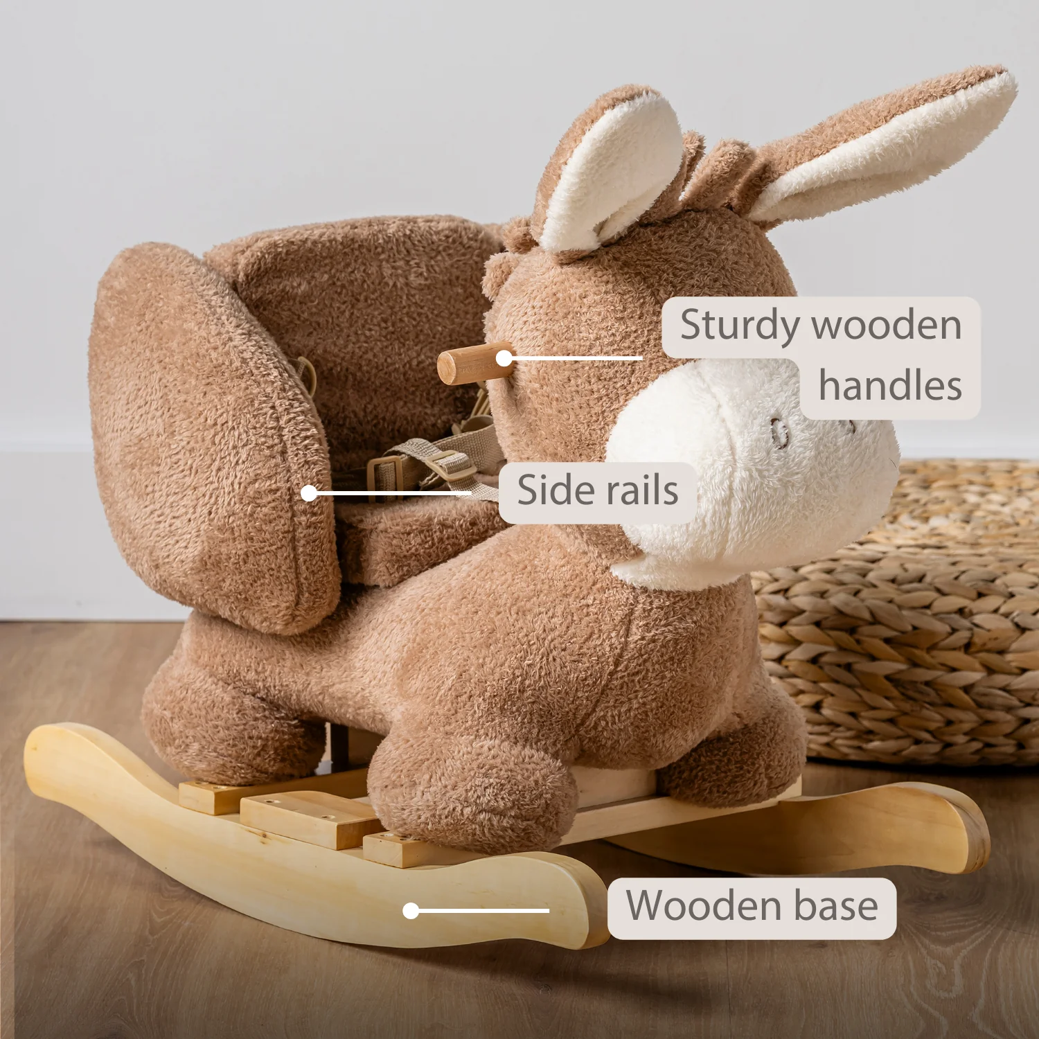 TEDDY Rocking Donkey – Rocking Animal in Teddy Fabric – Beige - Image 32