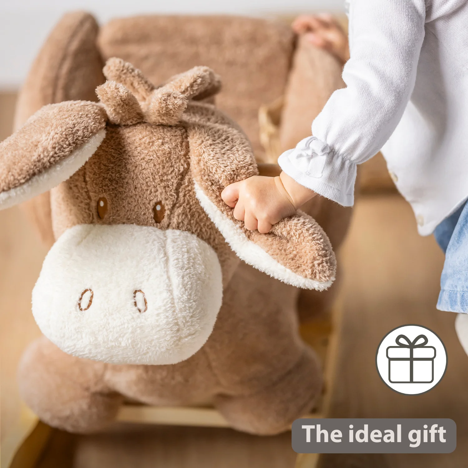 TEDDY Rocking Donkey – Rocking Animal in Teddy Fabric – Beige - Image 35