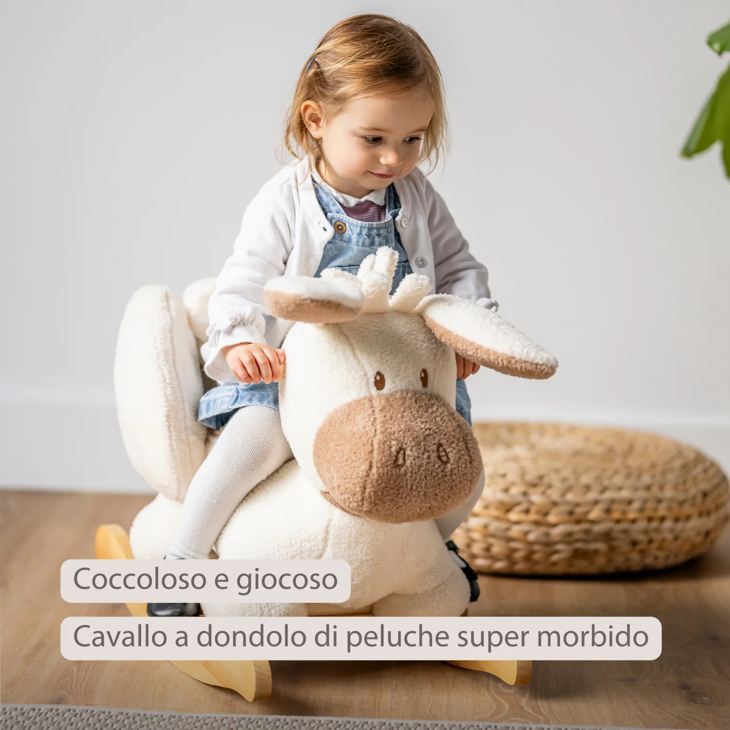 TEDDY Rocking Donkey – Rocking Animal in Teddy Fabric – Ecru - Image 10