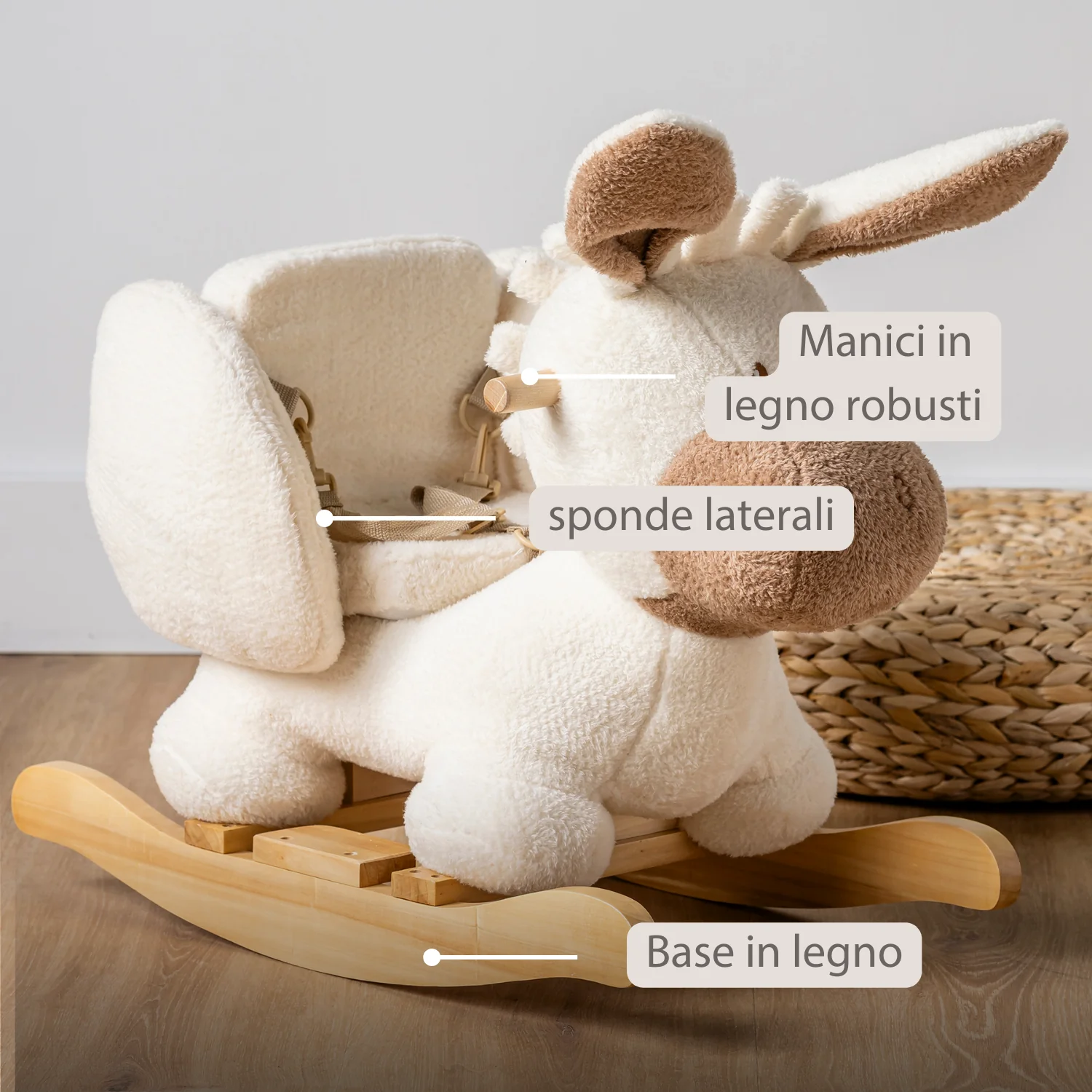 TEDDY Rocking Donkey – Rocking Animal in Teddy Fabric – Ecru - Image 11