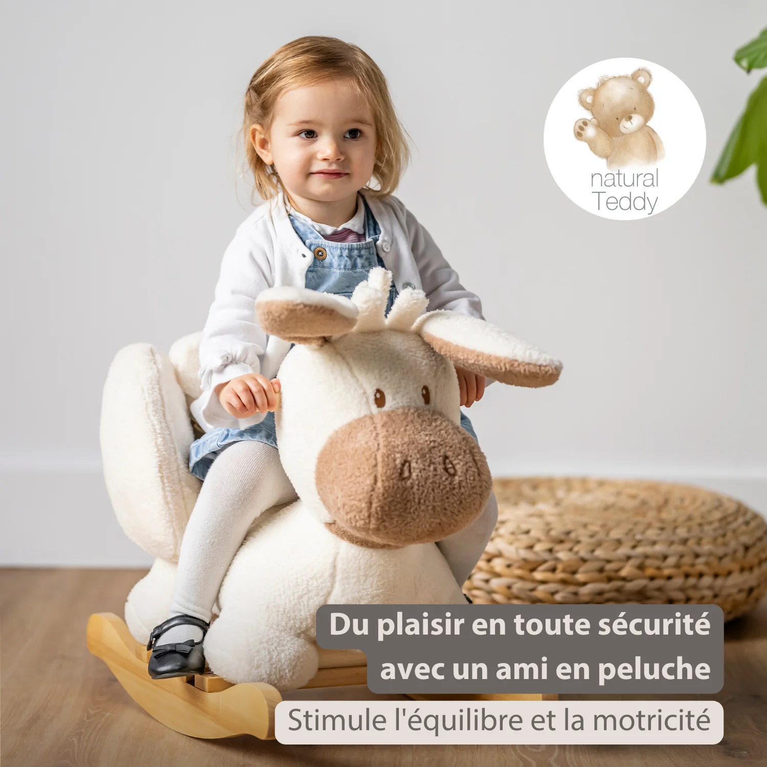 TEDDY Rocking Donkey – Rocking Animal in Teddy Fabric – Ecru - Image 16