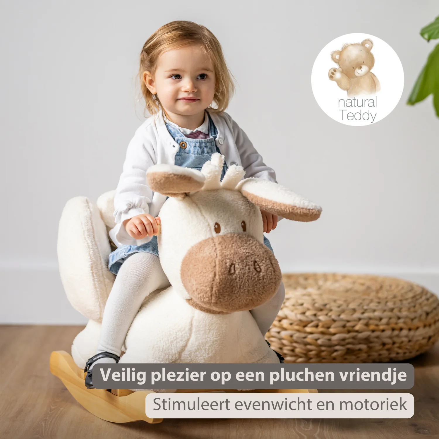 TEDDY Rocking Donkey – Rocking Animal in Teddy Fabric – Ecru - Image 23