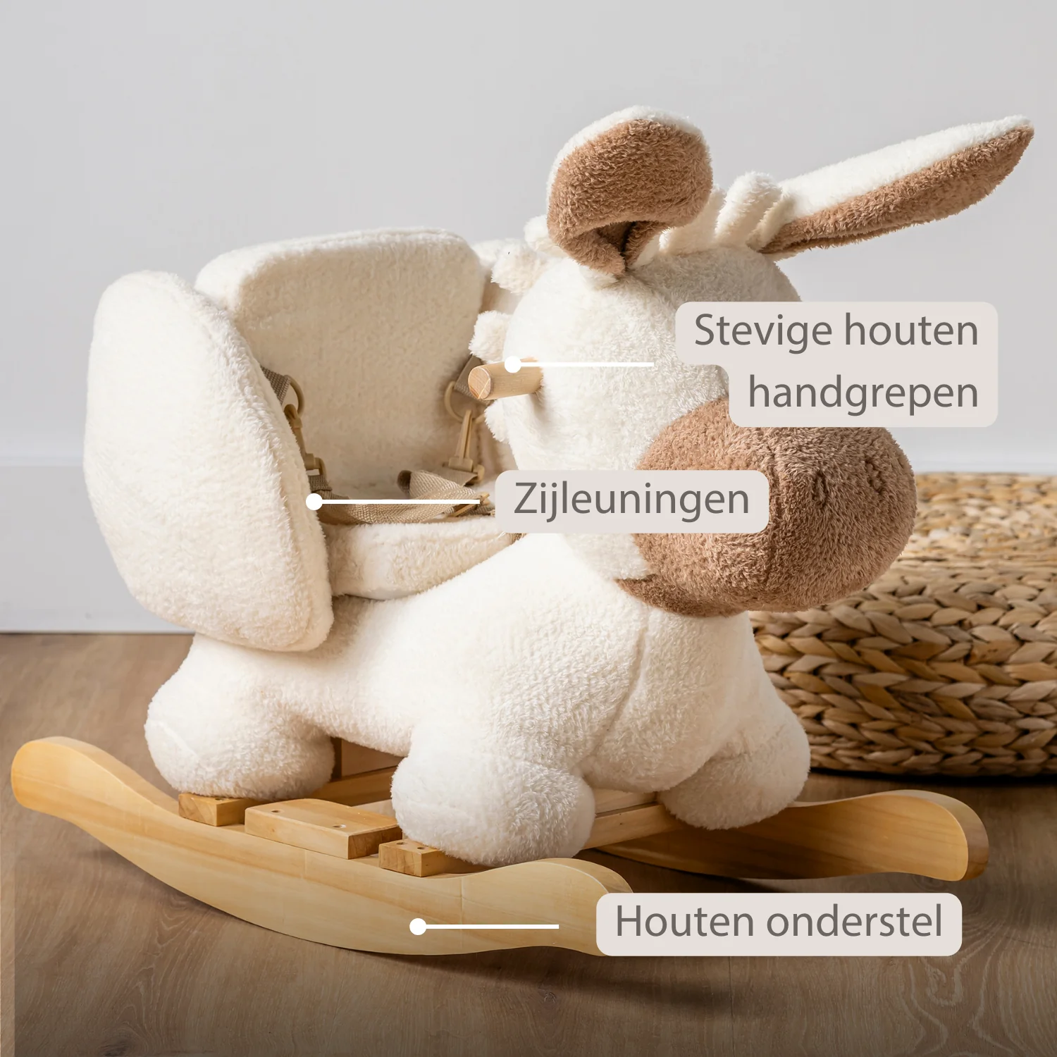 TEDDY Rocking Donkey – Rocking Animal in Teddy Fabric – Ecru - Image 25