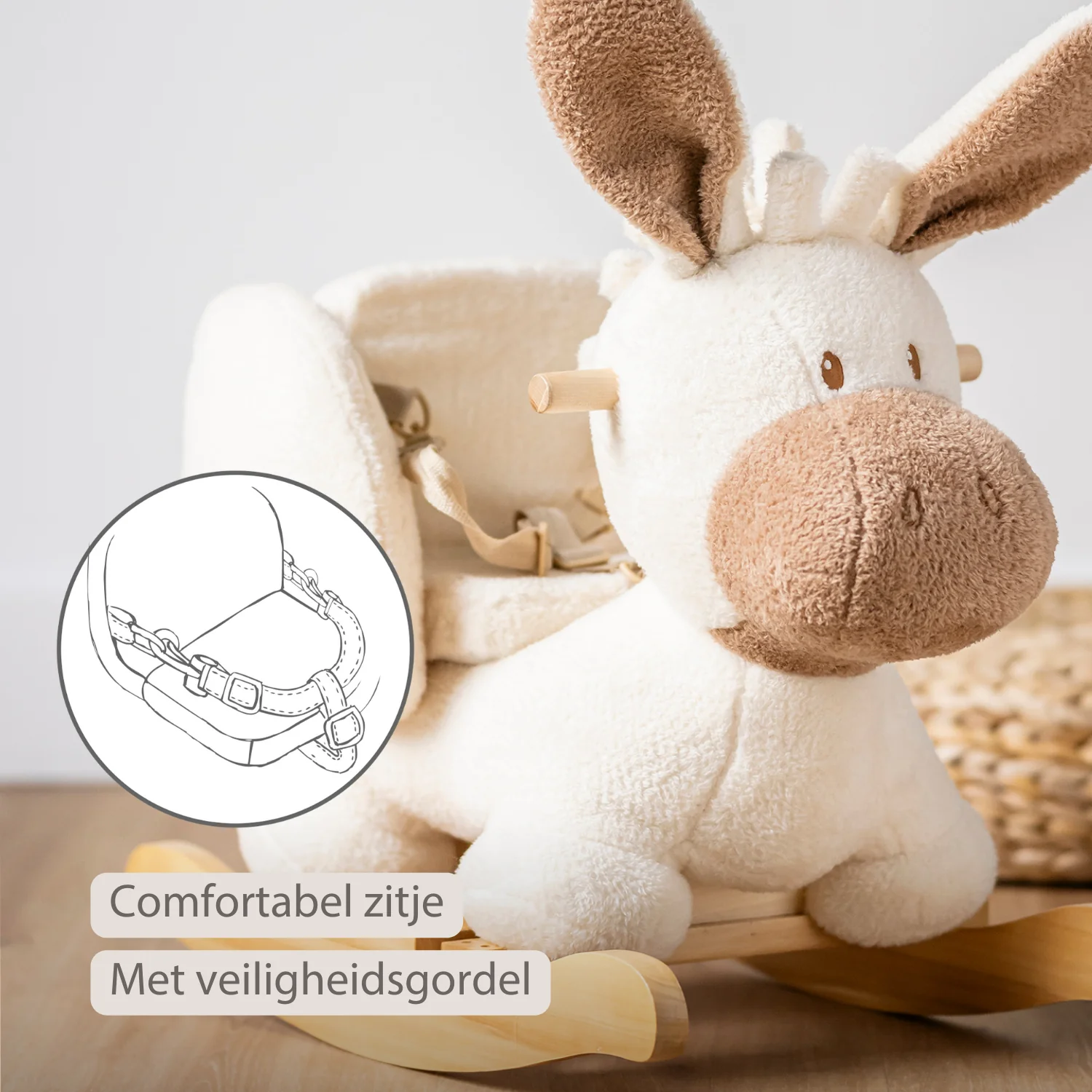 TEDDY Rocking Donkey – Rocking Animal in Teddy Fabric – Ecru - Image 26