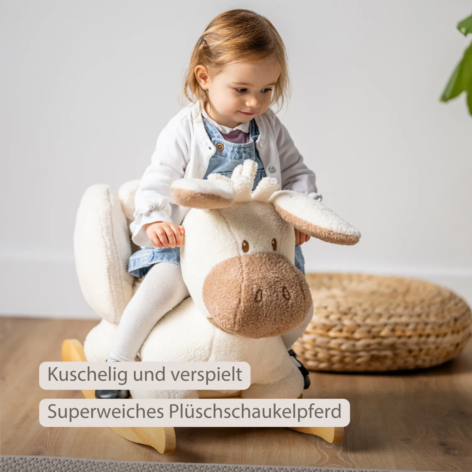 TEDDY Rocking Donkey – Rocking Animal in Teddy Fabric – Ecru - Image 3