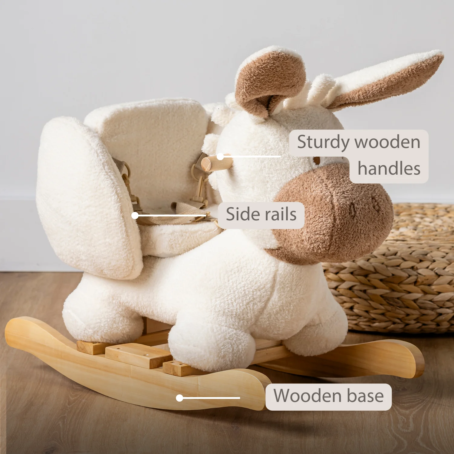 TEDDY Rocking Donkey – Rocking Animal in Teddy Fabric – Ecru - Image 32