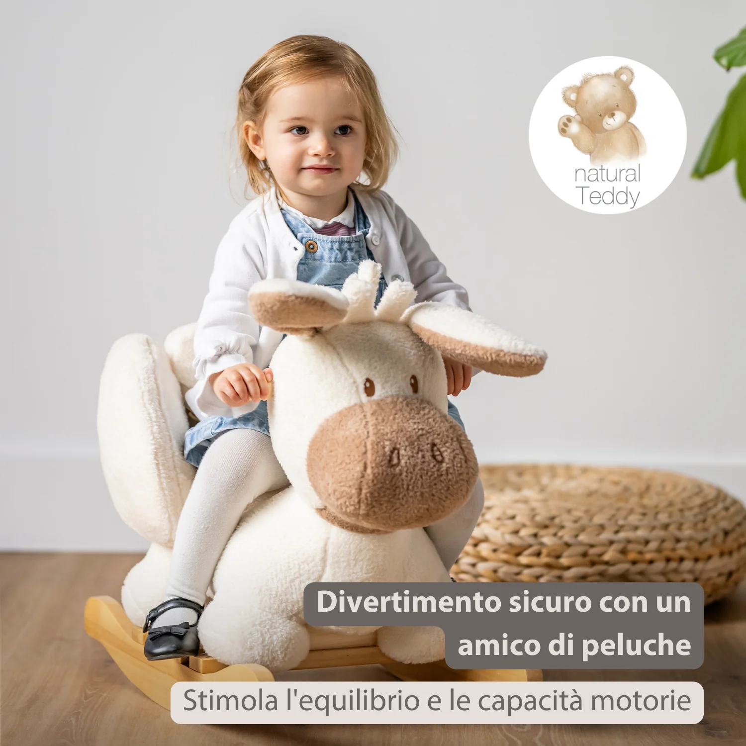 TEDDY Rocking Donkey – Rocking Animal in Teddy Fabric – Ecru - Image 9