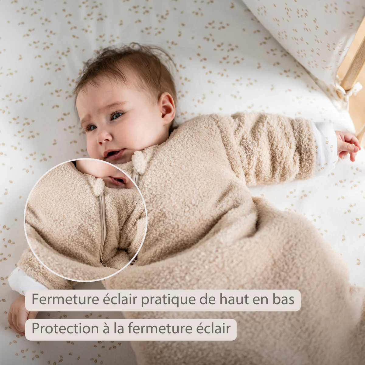 TEDDY Sleeping Bag Teddy Beige 70 cm – Detachable Sleeves – TOG 2.5 – Soft Baby Sleeping Bag - Image 11
