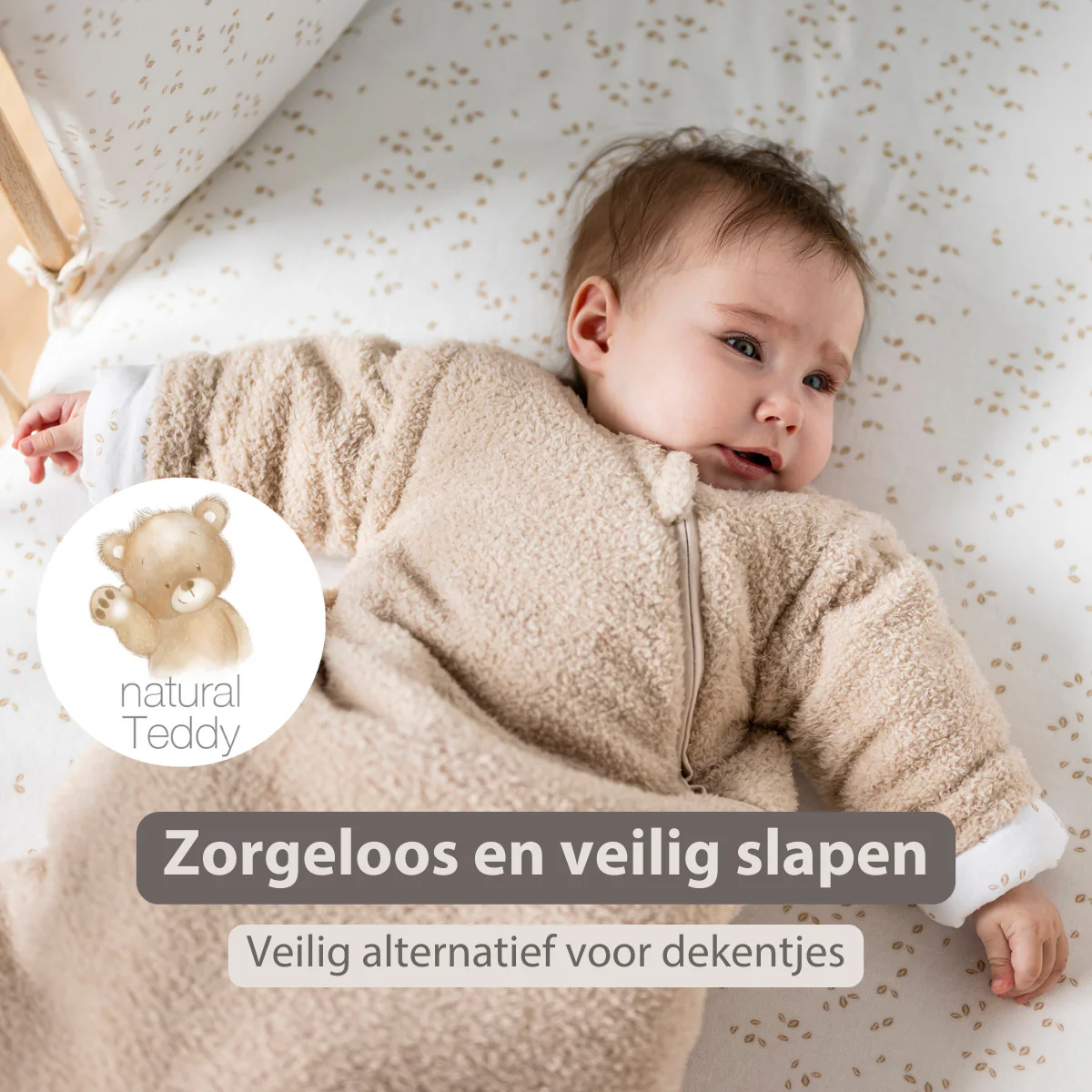 TEDDY Sleeping Bag Teddy Beige 70 cm – Detachable Sleeves – TOG 2.5 – Soft Baby Sleeping Bag - Image 14
