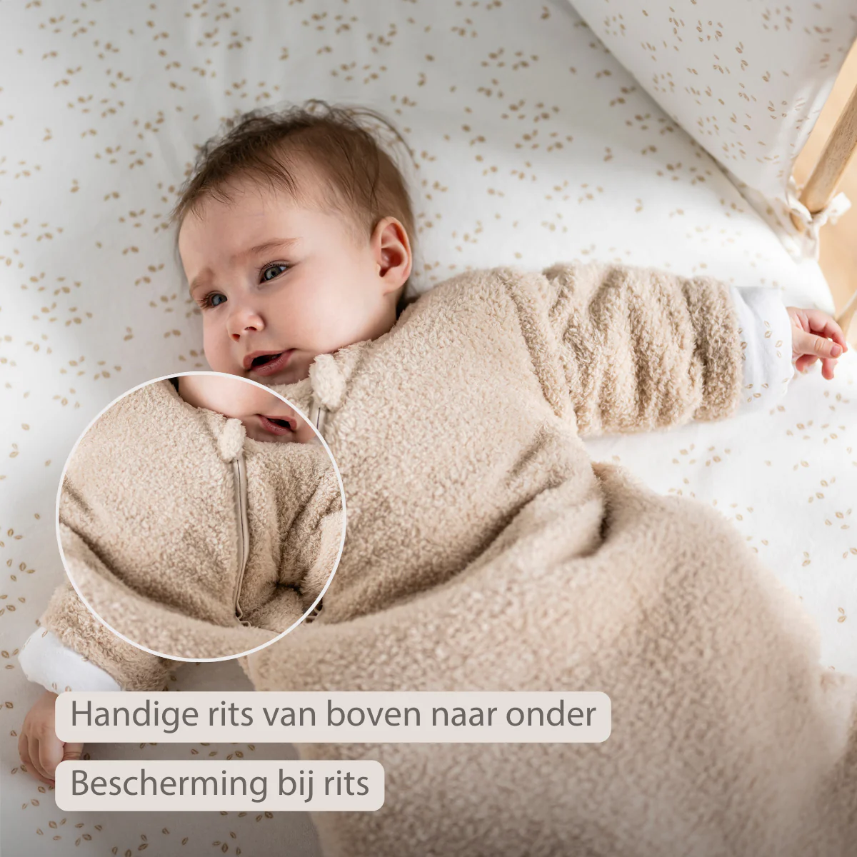 TEDDY Sleeping Bag Teddy Beige 70 cm – Detachable Sleeves – TOG 2.5 – Soft Baby Sleeping Bag - Image 15