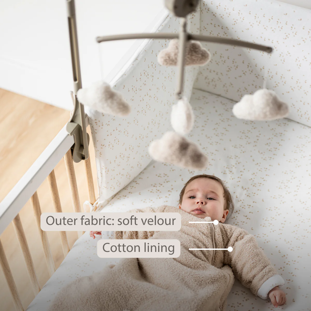 TEDDY Sleeping Bag Teddy Beige 70 cm – Detachable Sleeves – TOG 2.5 – Soft Baby Sleeping Bag - Image 20